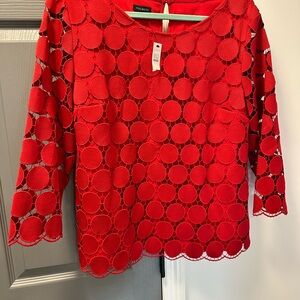 Talbots Red Circle Pattern Blouse